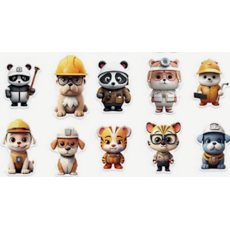 Cartoon Professional Animal Stickers 10's - Sold Assorted 